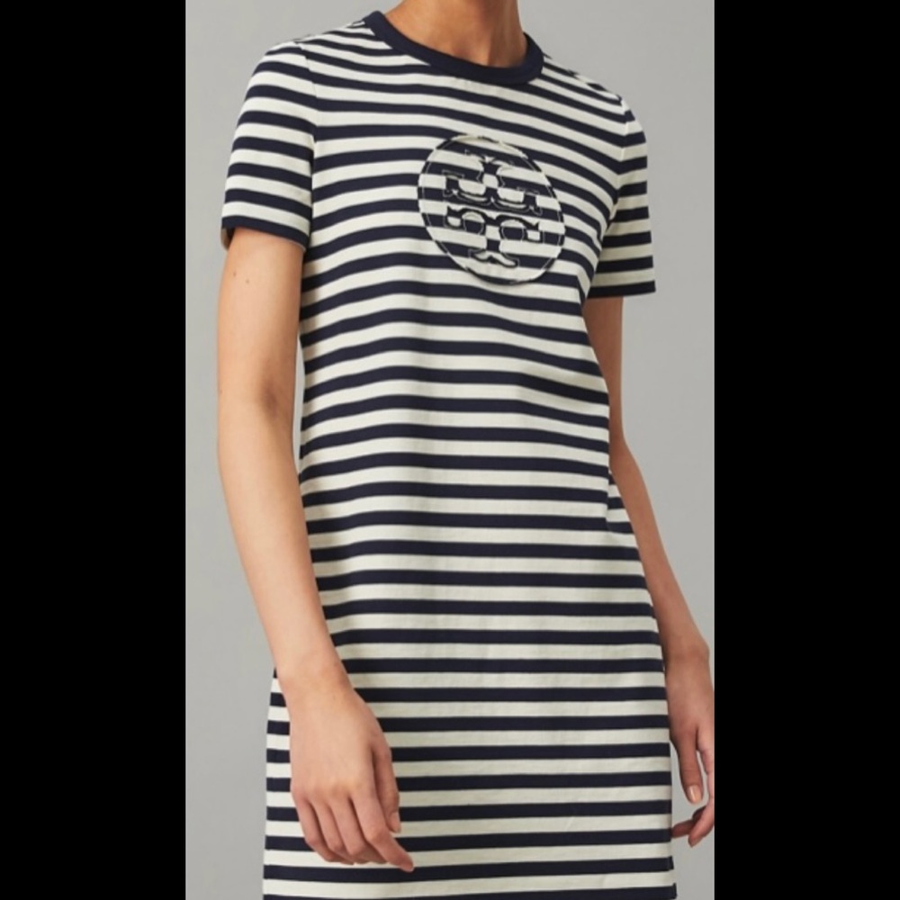 Tory Burch striped Logo T-Shirt Dress M